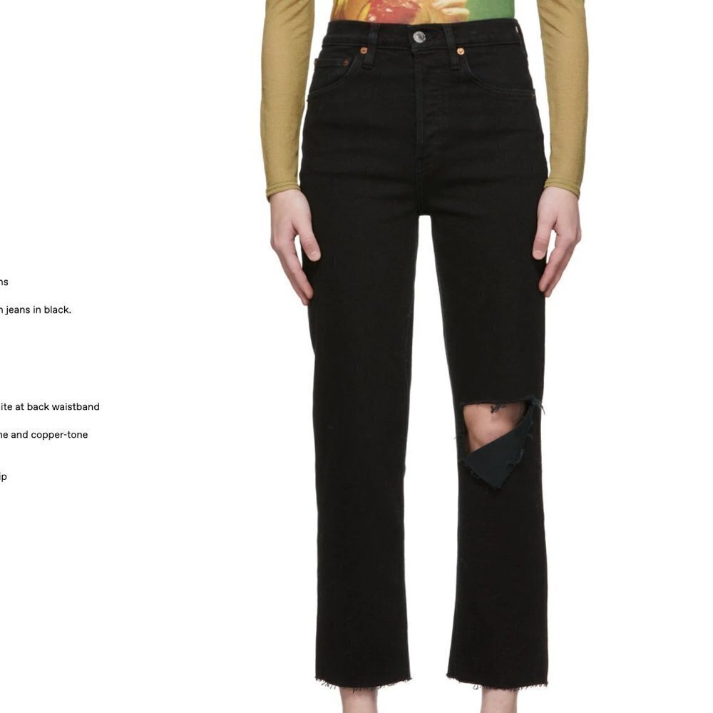 Re/Done 70's Stove Pipe Jeans in Black Size 24